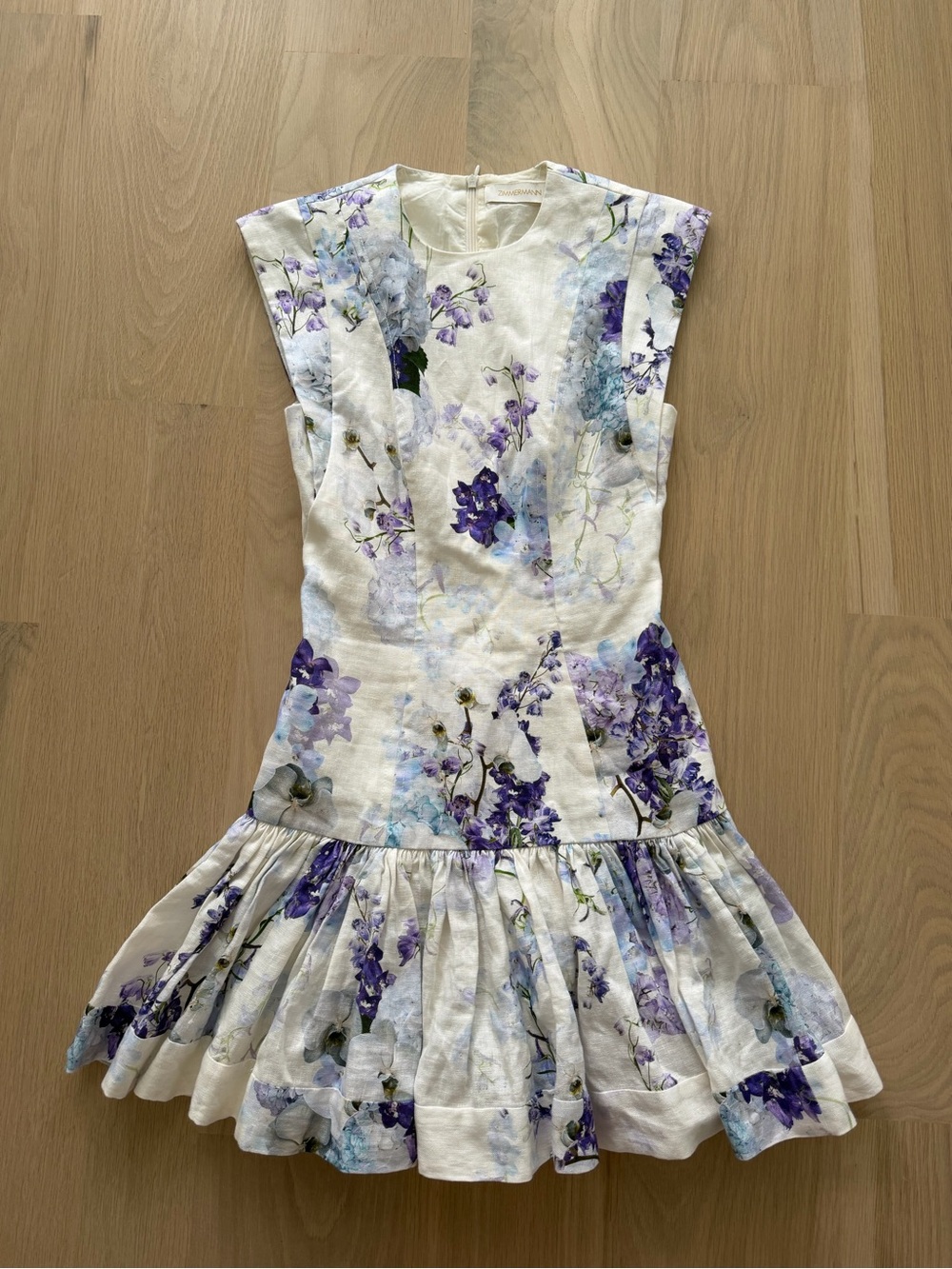 Zimmermann Rhythmic Flounce Linen Mini
Dress Midnight Garden Size O